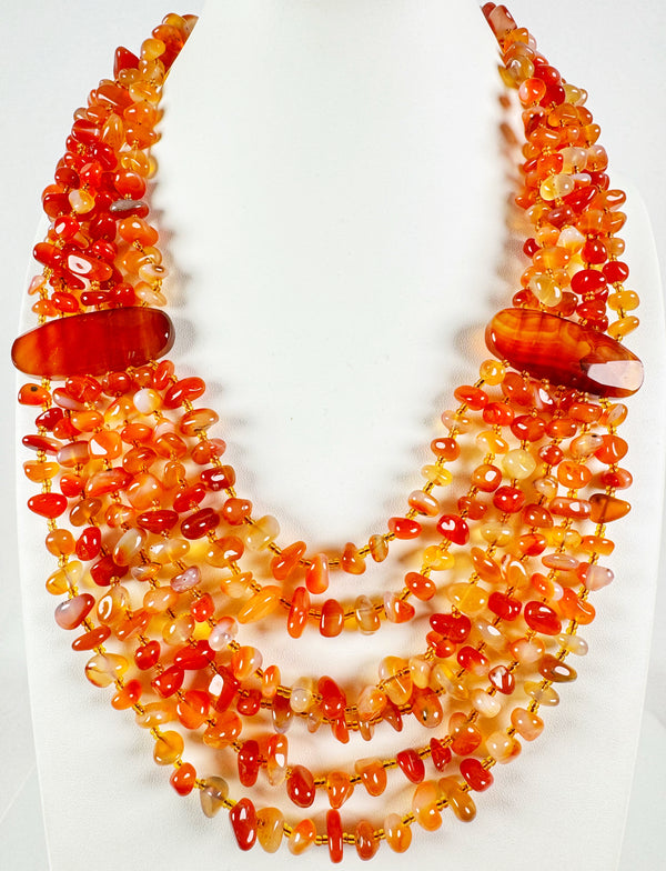 20" MULTI STRAND CARNELIAN NECKLACE