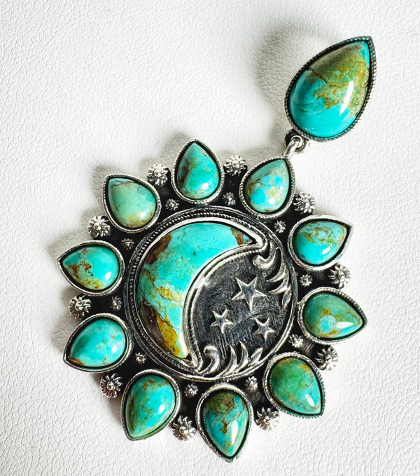 MINE 8 TURQUOISE CRESCENT MOON & SUN PENDANT (MW80)