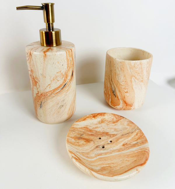 PORTUGUESE CERAMIC MARBLE BATHROOM SET