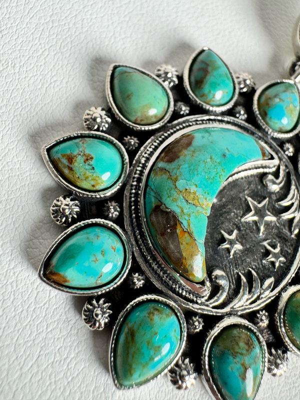 MINE 8 TURQUOISE CRESCENT MOON & SUN PENDANT (MW80)