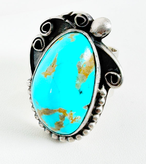 MINE 8 TURQUOISE STATEMENT RING SIZE 11 SIGNED BY BOYD J ASHLEY (AB8)