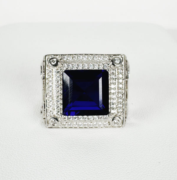 SAPPHIRE & WHITE TOPAZ HESPERA RING SIZE 9 (TO4)