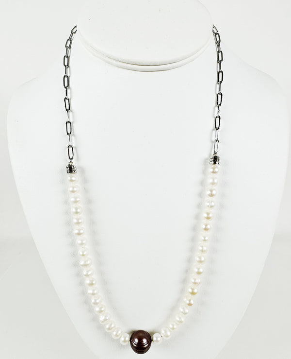 FRESHWATER PEARLS PAPERCLIP NECKLACE