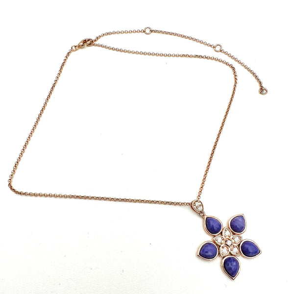 CHAROITE & WHITE TOPAZ BLOSSOM NECKLACE (16-22") (DF7)