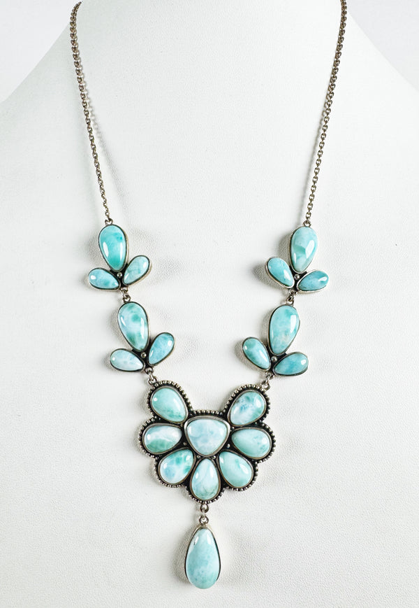 LARIMAR ADJUSTABLE NECKLACE BY HESPERA 16-22" (RB34)