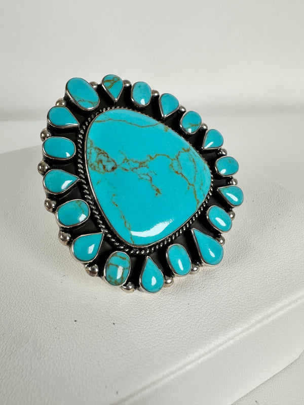 KINGMAN TURQUOISE STATEMENT RING (SIZE 8 AND ABOVE)