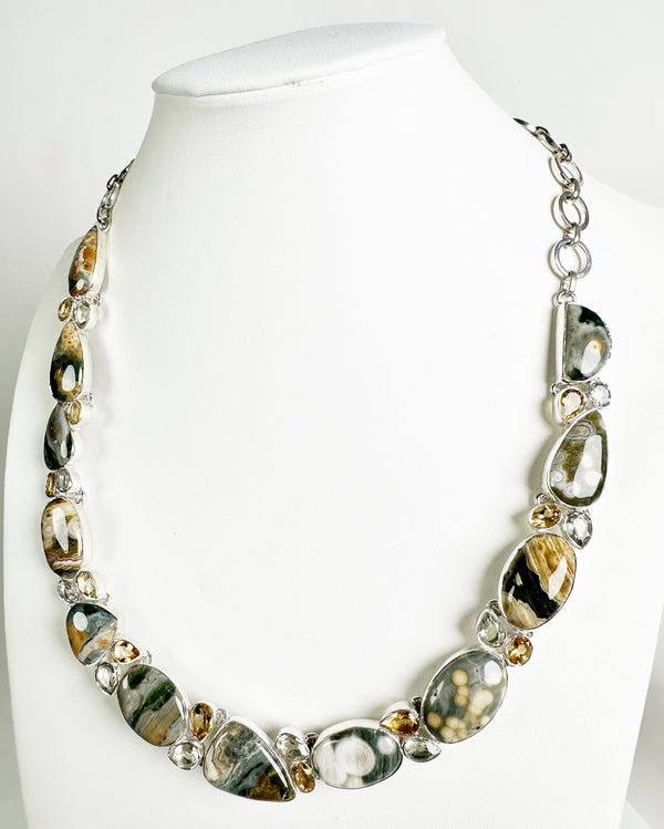 OCEAN JASPER ADJUSTABLE NECKLACE 18" BY HESPERA