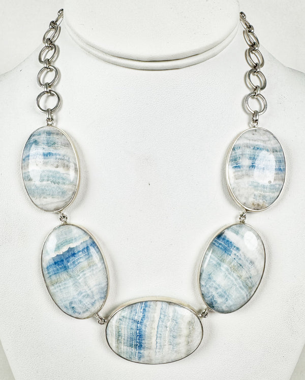 SKY BLUE SCHEELITE ADJUSTABLE NECKLACE (15-20") (MW48)