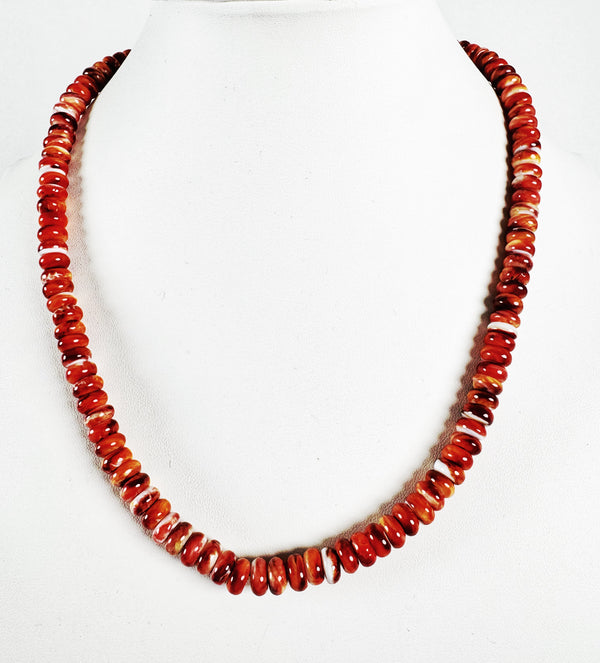 ORANGE SPINY OYSTER BEADED NECKLACE 19-22" (MW61)