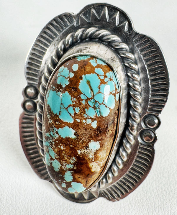 MINE 8 TURQUOISE ONE-OF-A-KIND RING SIZE 7 SIGNED BY NED NEZ (AB7)