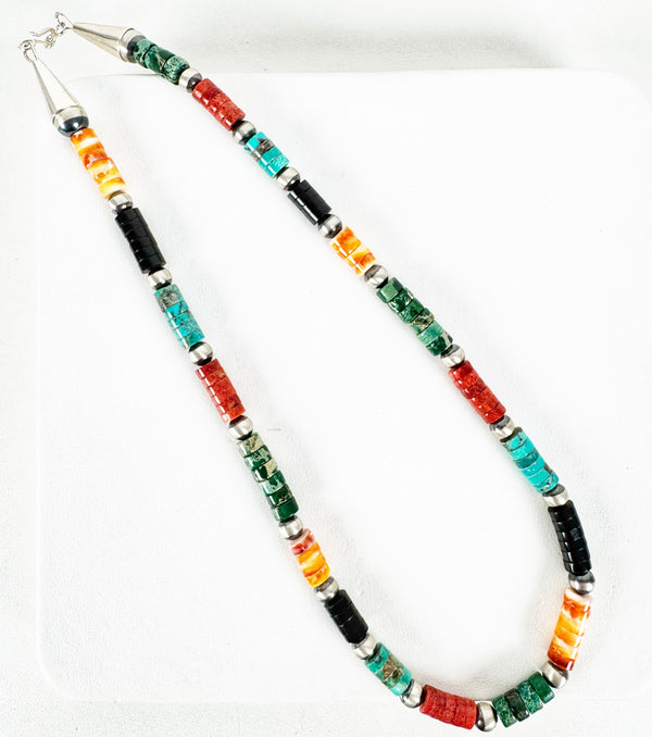 18" MULTISTONES NAVAJO PEARLS NECKLACE