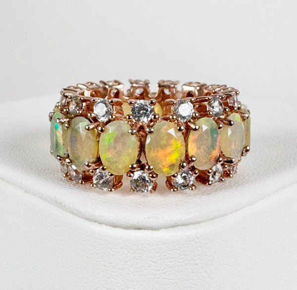 (MARKDOWN ALERT!) WELO OPAL & WHITE SAPPHIRES QUEEN'S CROWN BAND RING SIZE 11 (DF29)