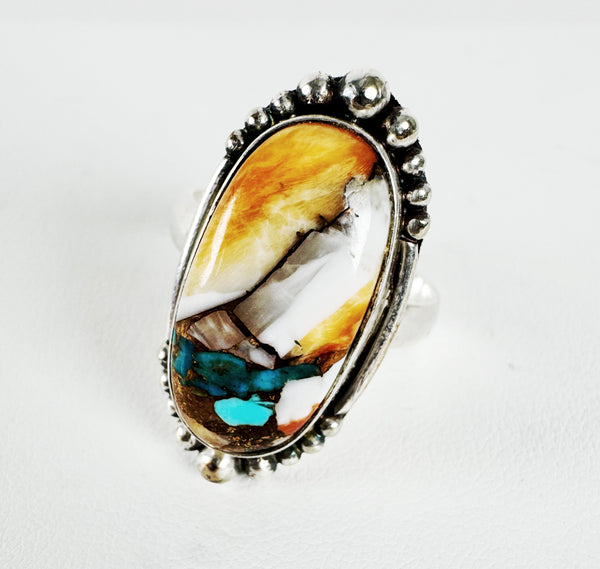 SPINY TURQUOISE OVAL RING SIZE 8 (RB25)