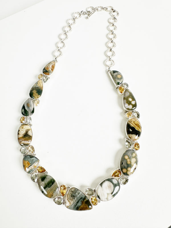 OCEAN JASPER ADJUSTABLE NECKLACE 18" BY HESPERA