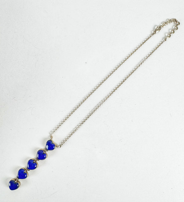 LAPIS LAZULI HEARTS ADJUSTABLE LARIAT BY HESPERA 16-18" (RB35)