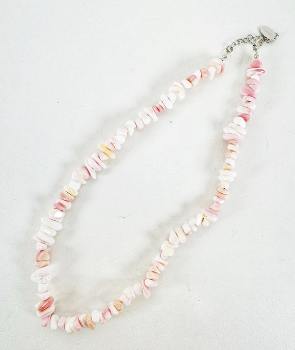 PINK CONCH BEADED ADJUSTABLE NECKLACE 18-20" (MW97)