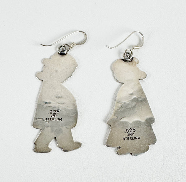 ALL SILVER NAVAJO HANDMADE NAVAJO COUPLE EARRINGS (LB5)