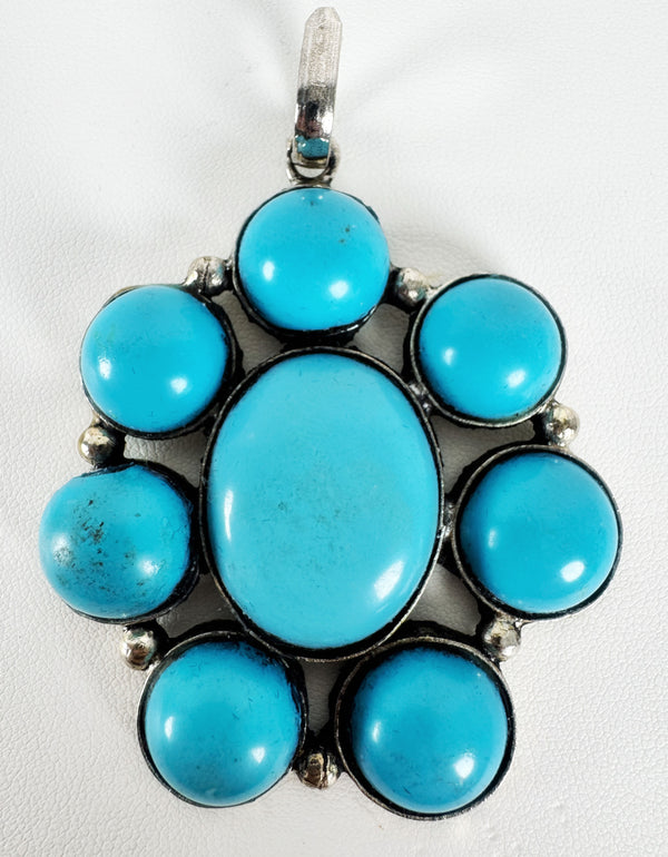 VINTAGE SLEEPING BEAUTY TURQUOIESE CLUSTER STATEMENT PENDANT (MW67)