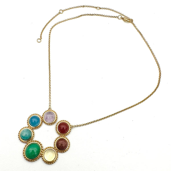 (MARKDOWN ALERT!) MULTISTONES GOLD RAINBOW NECKLACE 16-22" (DF22)