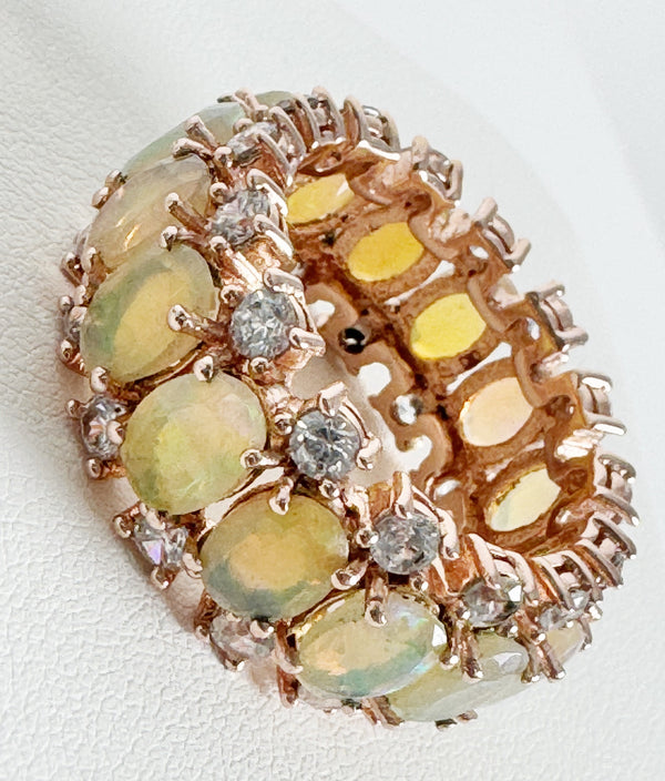 (MARKDOWN ALERT!) WELO OPAL & WHITE SAPPHIRES QUEEN'S CROWN BAND RING SIZE 11 (DF29)