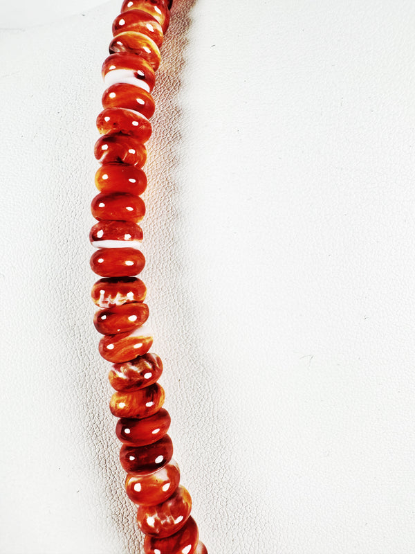 ORANGE SPINY OYSTER BEADED NECKLACE 19-22" (MW61)