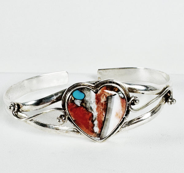 SPINY TURQUOISE HEART ADJUSTABLE CUFF (RB26)