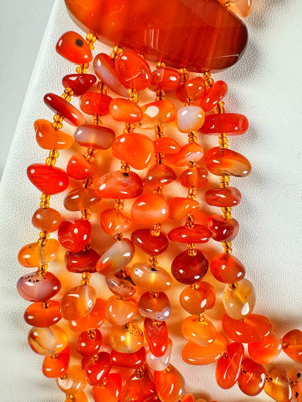 20" MULTI STRAND CARNELIAN NECKLACE