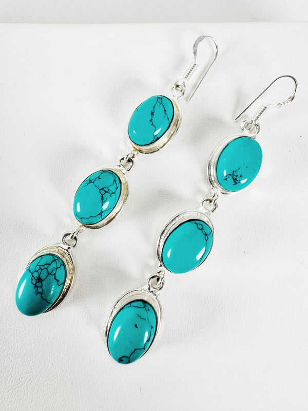 BLUE HOWLITE DANGLY EARRINGS (RB23)