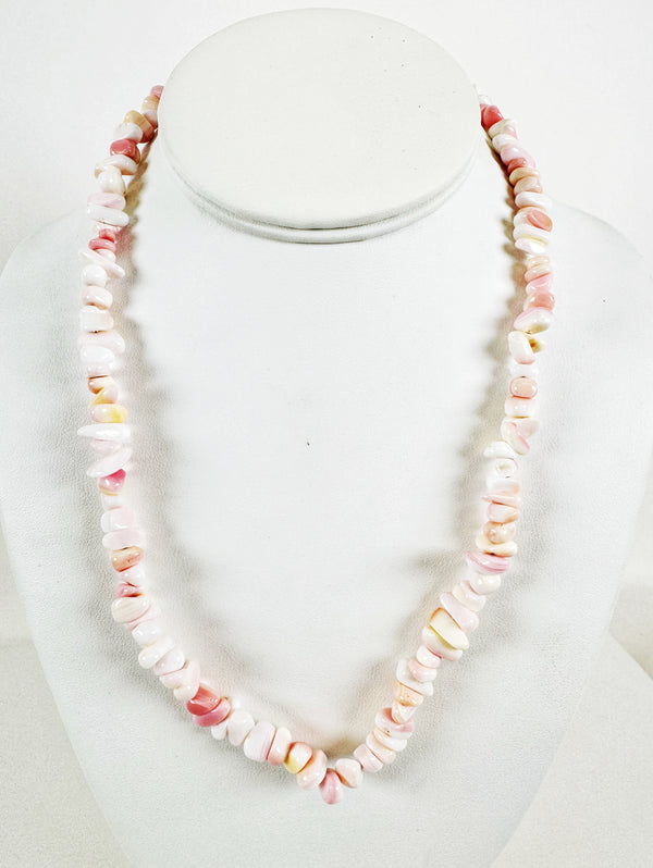 PINK CONCH BEADED ADJUSTABLE NECKLACE 18-20" (MW97)