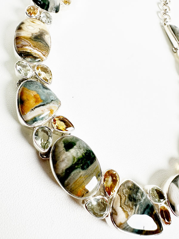 OCEAN JASPER ADJUSTABLE NECKLACE 18" BY HESPERA