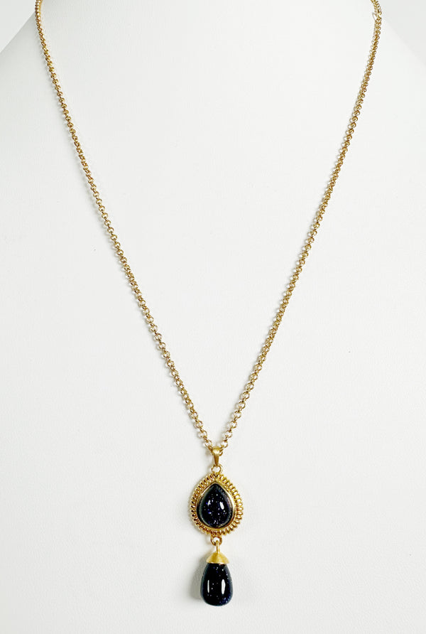 GOLDEN BLACK SUNSTONE ADJUSTABLE NECKLACE BY HESPERA