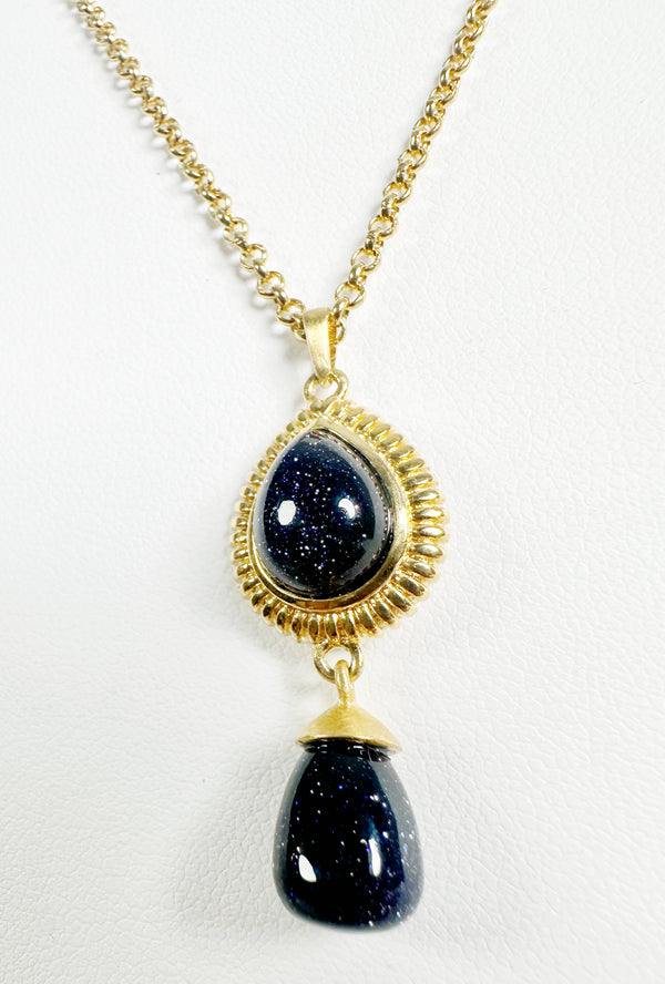 GOLDEN BLACK SUNSTONE ADJUSTABLE NECKLACE BY HESPERA