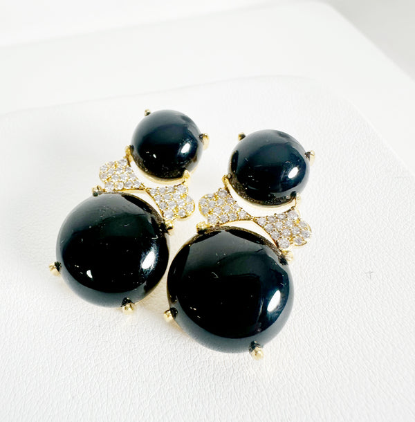 BLACK ONYX WHITE TOPAZ GOLDEN STUDS BY HESPERA