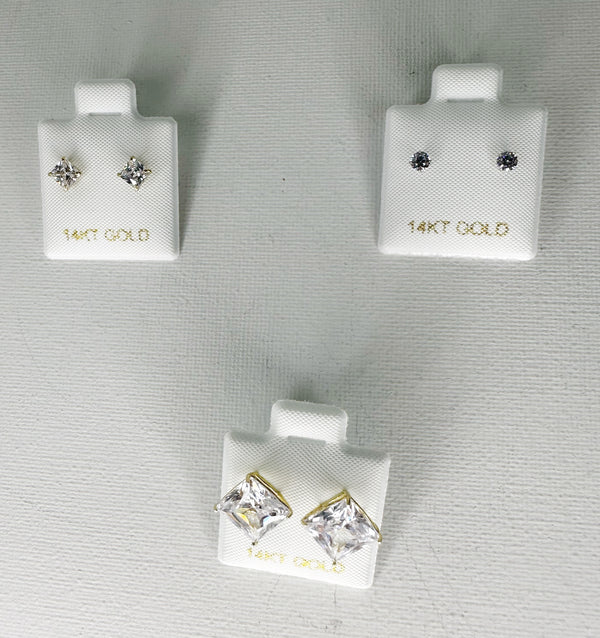 14KT GOLD MAN-MADE DIAMOND STUDS