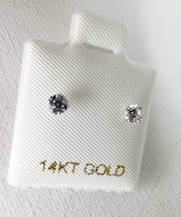 14KT GOLD MAN-MADE DIAMOND STUDS