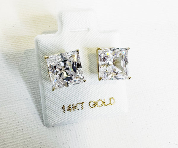 14KT GOLD MAN-MADE DIAMOND STUDS