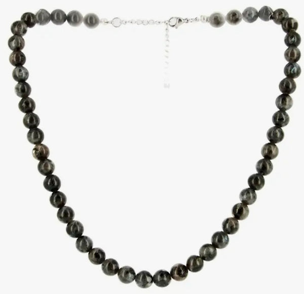 8MM MADAGASCAR LARVIKITE TWILIGHT NECKLACE