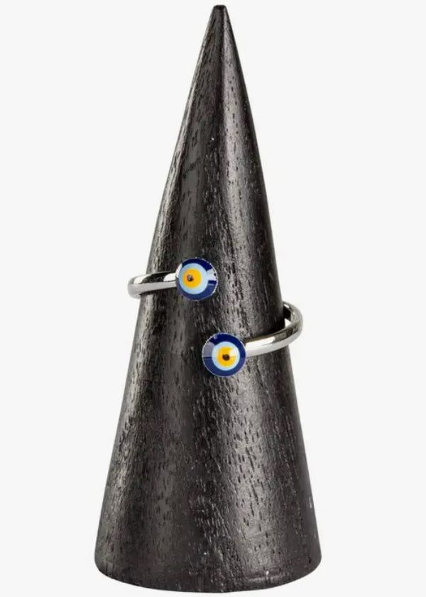 DOUBLE EVIL EYE ADJUSTABLE RING