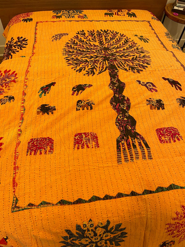 VINTAGE INDIAN KANTHA QUILT