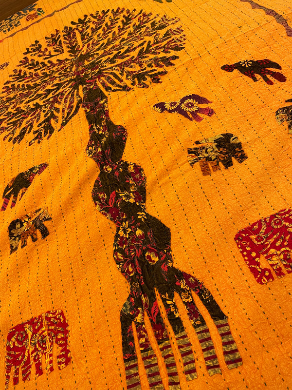 VINTAGE INDIAN KANTHA QUILT