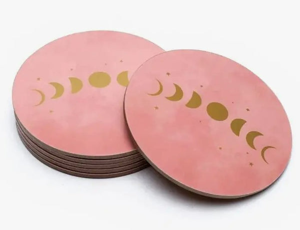 PINK & GOLD MOON PHASES COASTERS